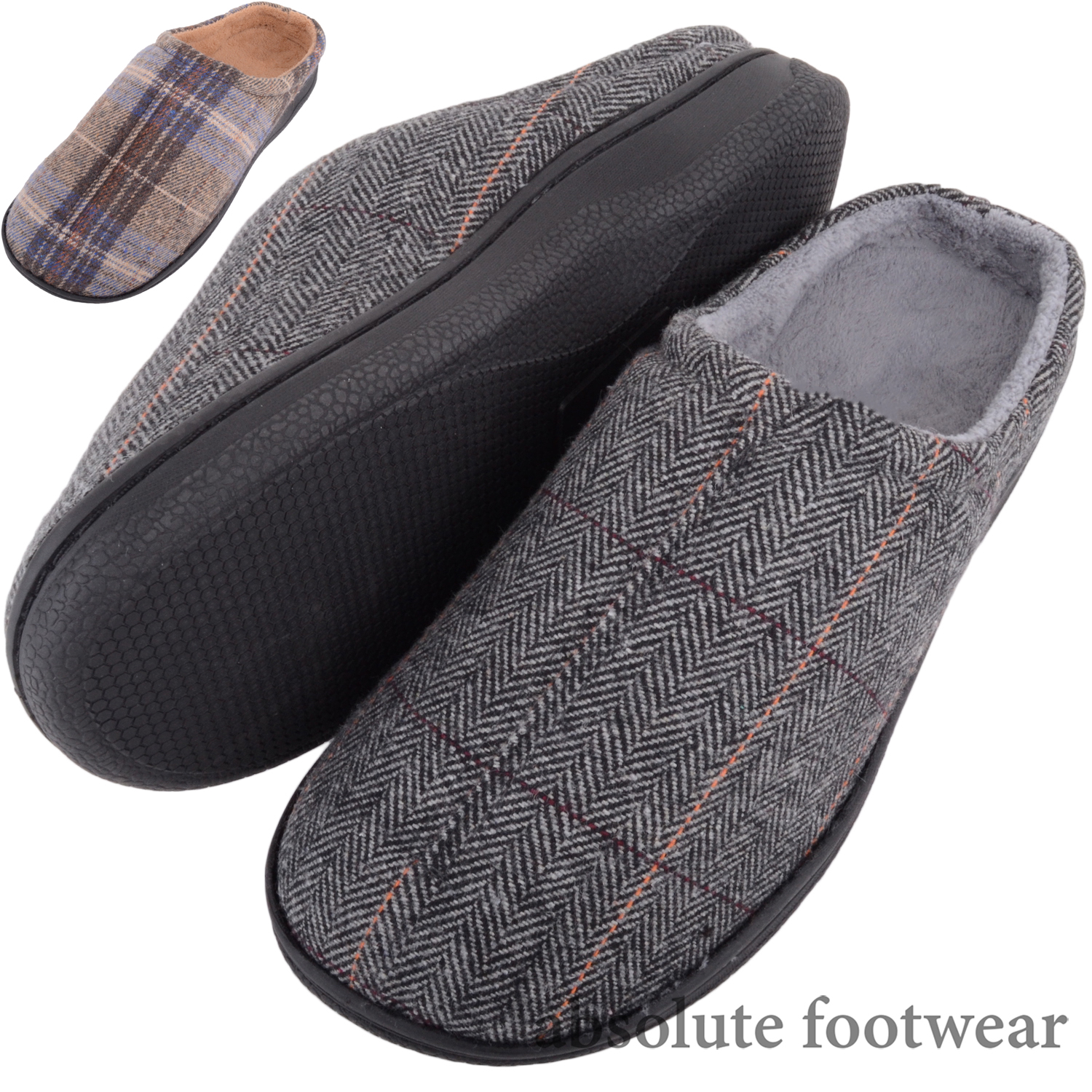 Mens Gents Slip On Light Weight Traditional Checked Mule Slippers ...