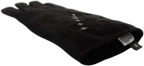 Suede Gloves Fleece Lining and Stitch Design - Black
