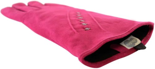 Suede Gloves Fleece Lining and Stitch Design - Pink