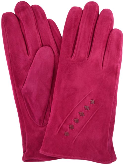 Suede Gloves Fleece Lining and Stitch Design - Pink