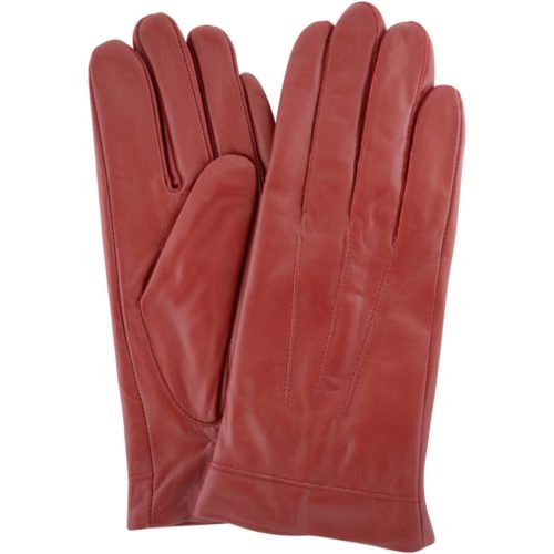 Mavis - Leather Gloves Three Point Stitch - Red