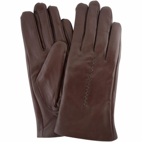 Catrin - Leather Gloves Twisted Central Stitch - Brown