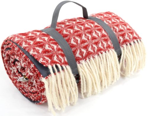 Family Size Wool Waterproof Picnic Blanket - Red