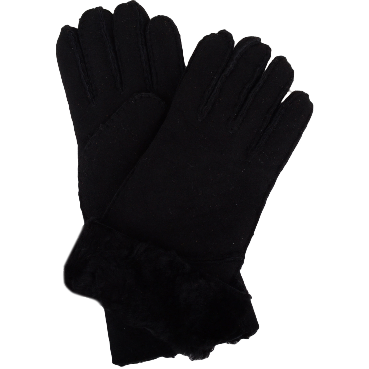 Vicky - Full Sheepskin Glove Long Fold Back Cuff - Black