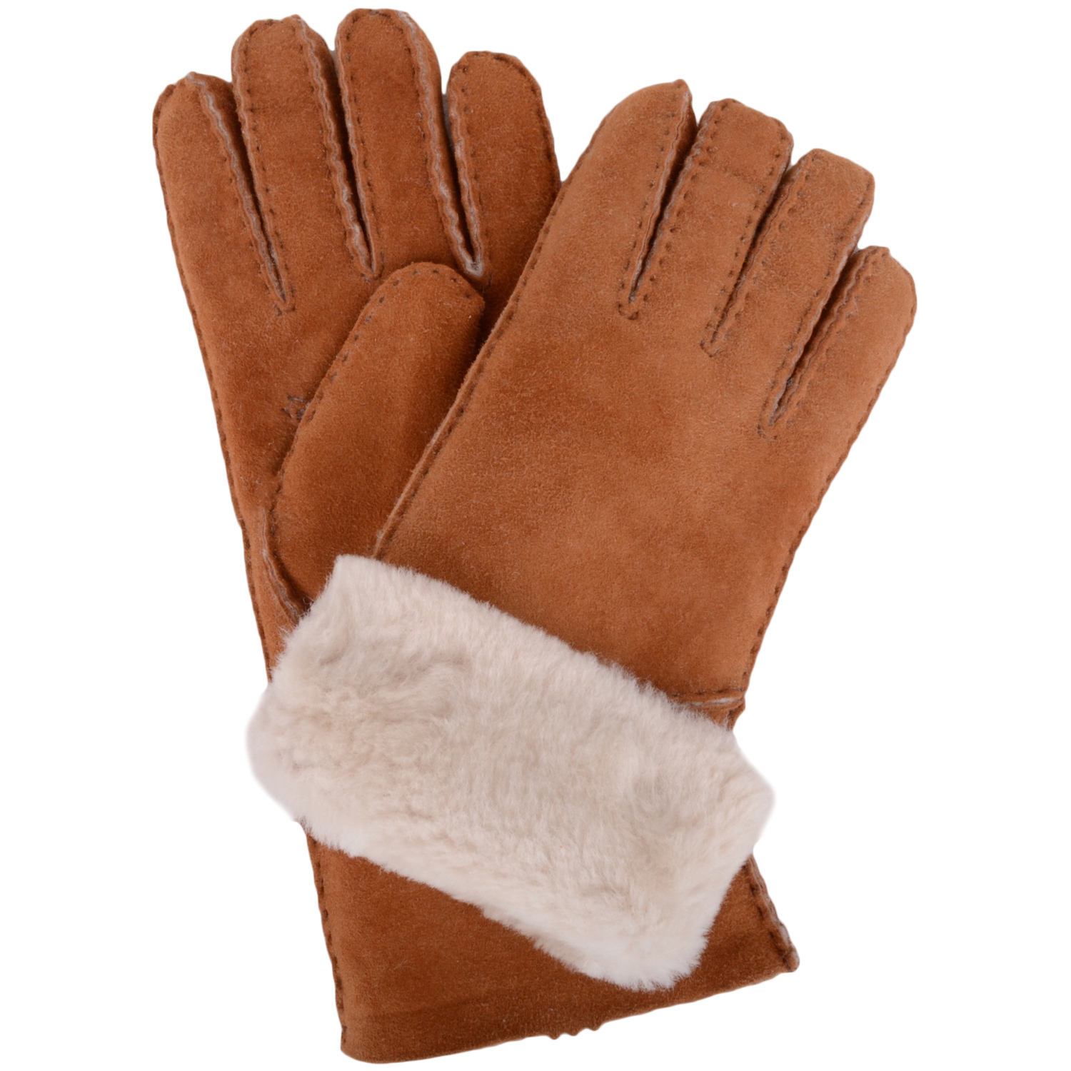 Vicky - Full Sheepskin Glove Long Fold Back Cuff - Tan