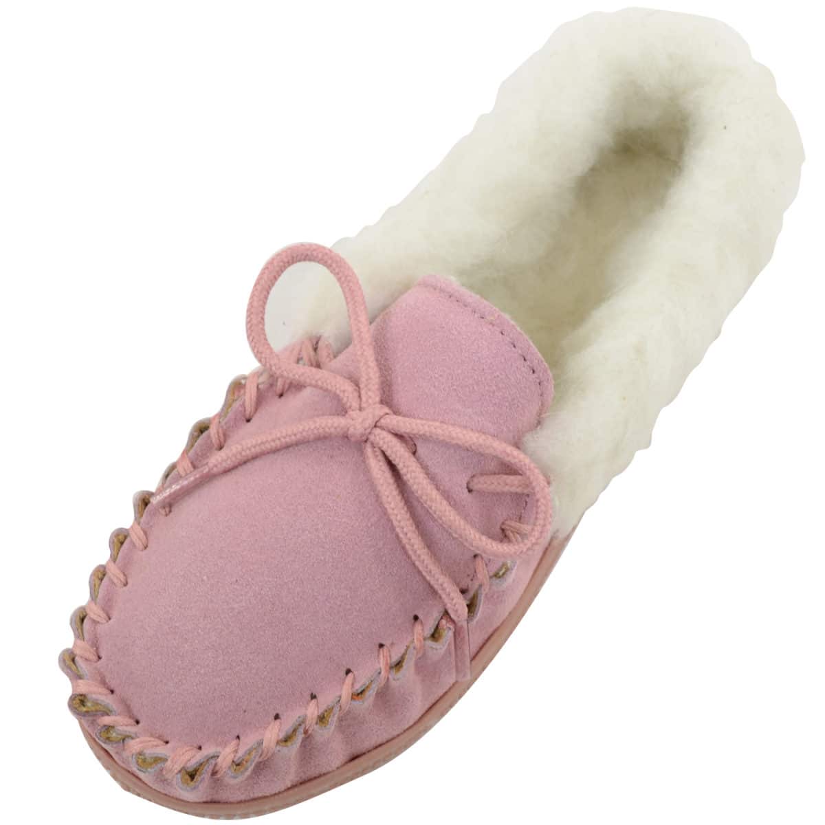 Kids Wool Lined Moccasins - Pink