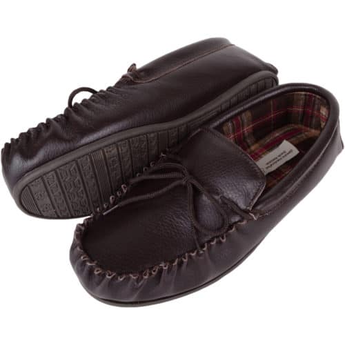 Snugrugs - Leather Cotton Lined Moccasins - Dark Brown