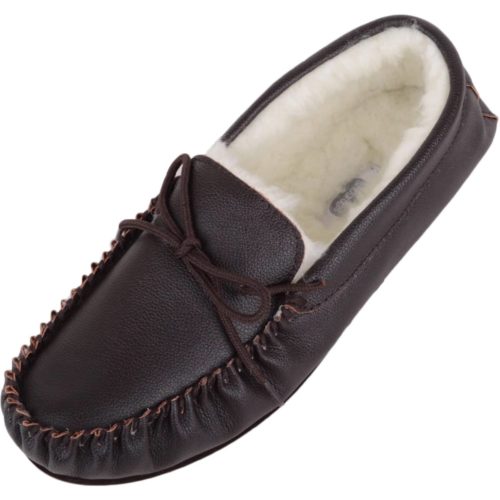 Henry - Wool Lined Leather Moccasins - Dark Brown