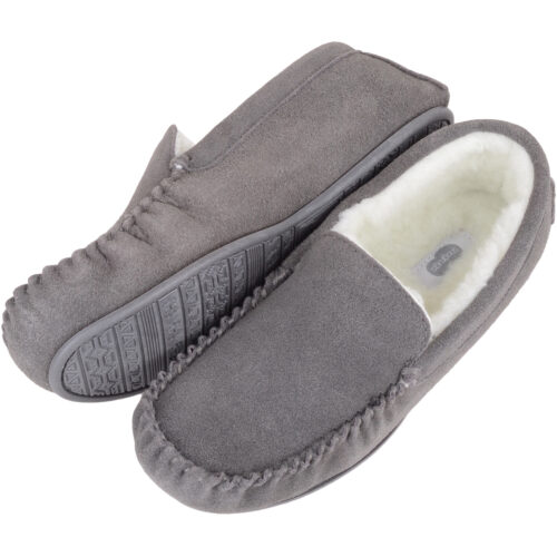 Snugrugs - Mens Wool Lined Loafer Moccasins - Grey