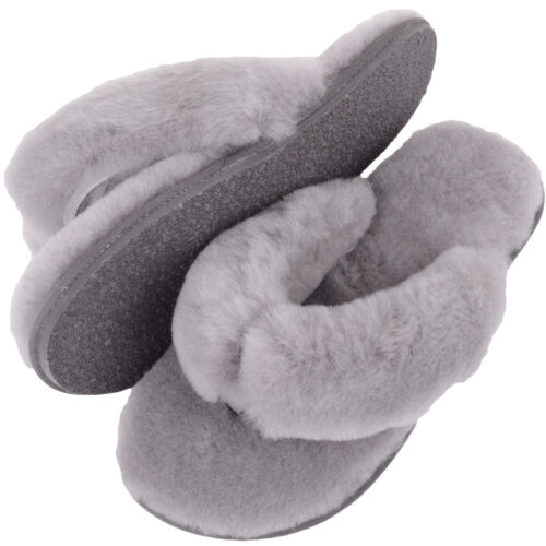 Ladies Sheepskin Flip Flop - Grey