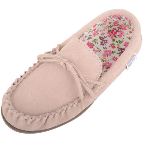 Snugrugs - Ladies Cotton Lined Suede Moccasins - Camel