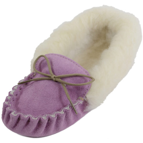 Snugrugs Ladies Wool Suede Moccasin slippers Suede Sole