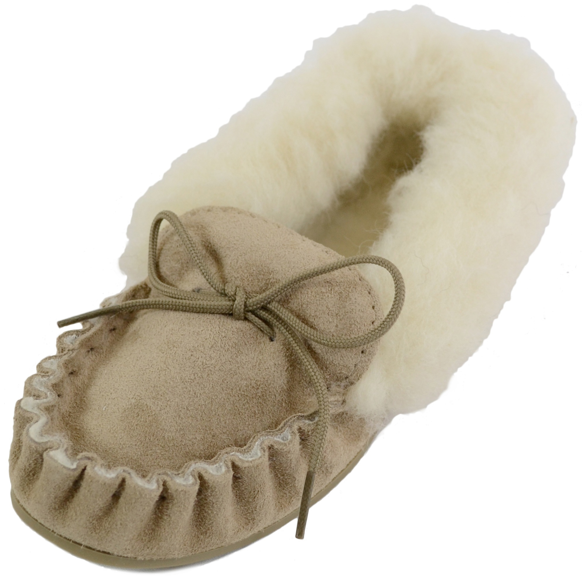 Snugrugs - Ladies Wool Lined Moccasins with Cuff - Beige