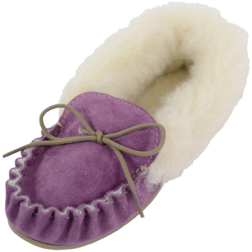 Snugrugs - Ladies Wool Lined Moccasins with Cuff - Purple