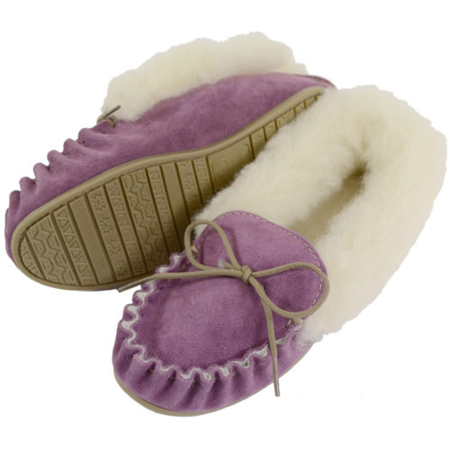 Snugrugs - Ladies Wool Lined Moccasins with Cuff - Purple