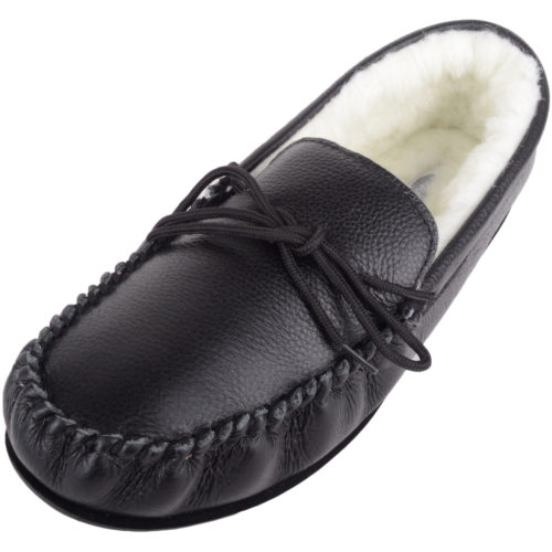Henry - Wool Lined Leather Moccasins - Black