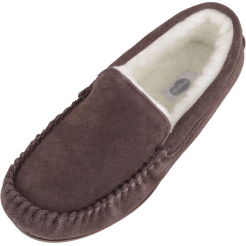 Snugrugs - Mens Wool Lined Loafer Moccasins - Dark Brown