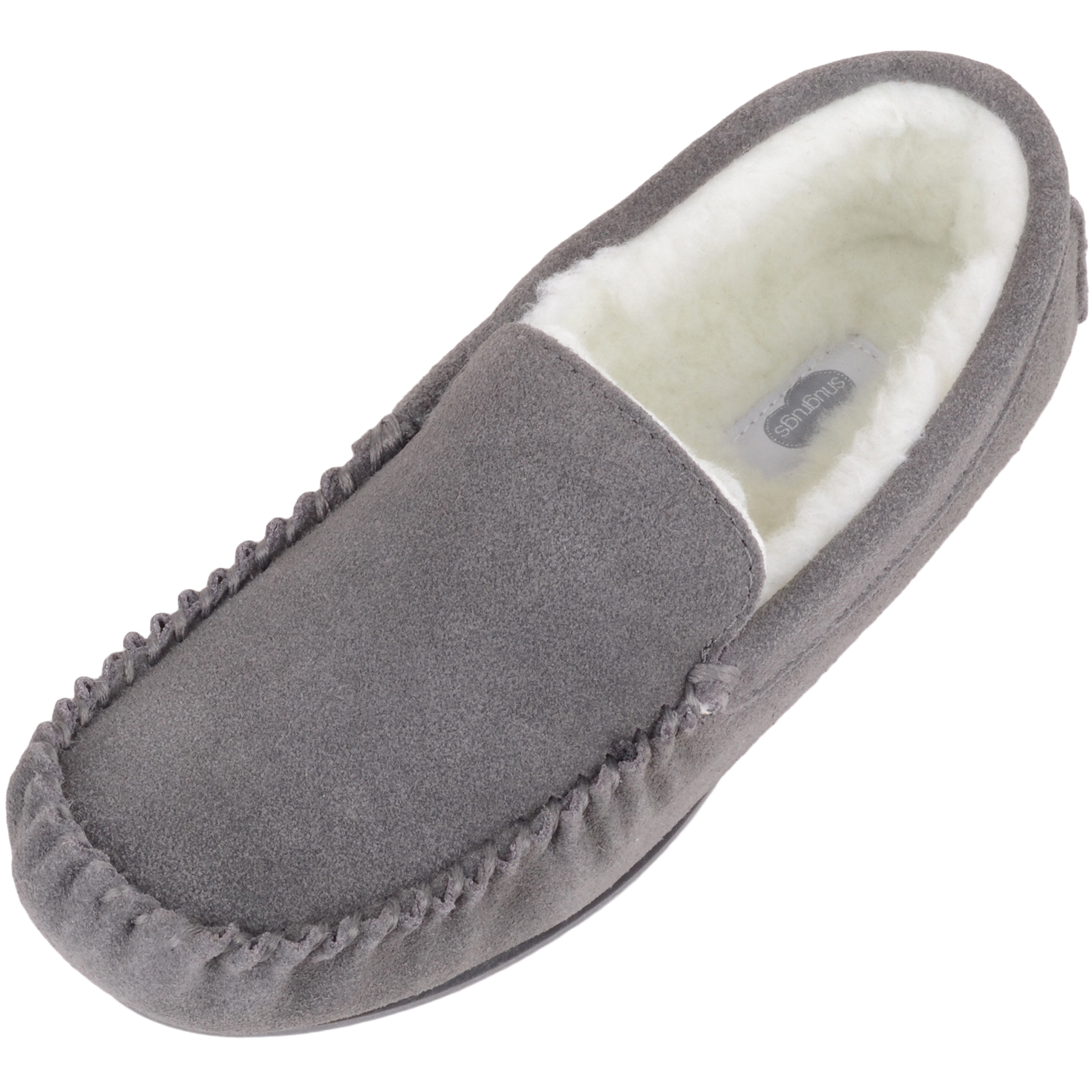 Men's Suede Leather Flannel Lined Moccasin Slippers | Lands' End
