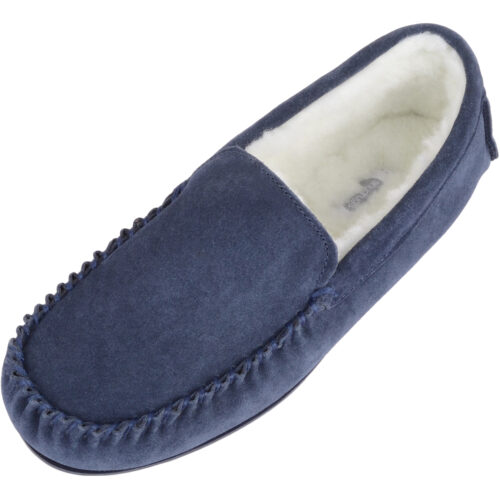 Snugrugs - Mens Wool Lined Loafer Moccasins - Navy