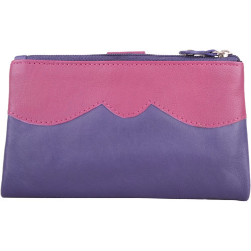 Genuine Soft Leather Slim Bi-Fold Purse - Kylie - Purple