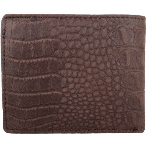 Leather Bi-Fold RFID Protected Croc Design - Dark Brown