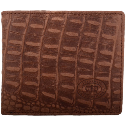 Leather Bi-Fold RFID Protected Croc Design - Tan
