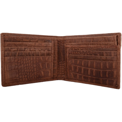 Leather Bi-Fold RFID Protected Money / Coin Holder - Mid Brown