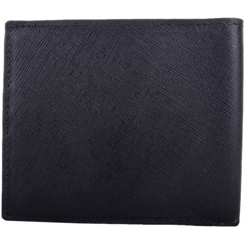RFID Protected Bi-Fold Soft Leather Wallet - Navy/Grey