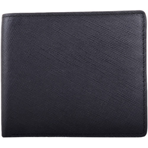 RFID Protected Bi-Fold Soft Leather Wallet - Navy/Red