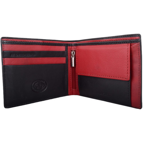 RFID Protected Leather Multi-Colour Wallet - Black/Red