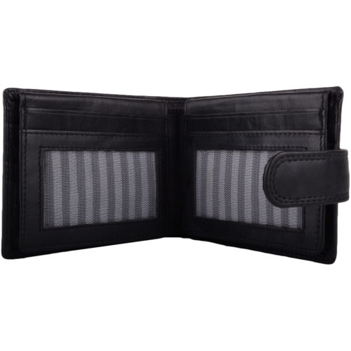 Leather Bi-Fold RFID Protected Wallet - Black