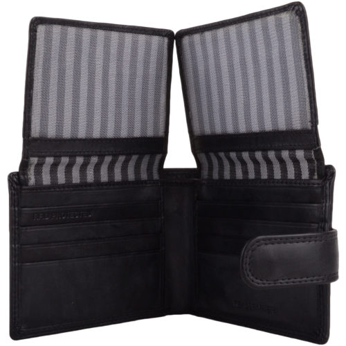 Leather Bi-Fold RFID Protected Wallet - Black
