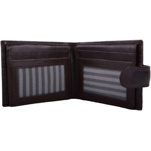 Leather Bi-Fold RFID Protected Wallet - Dark Brown