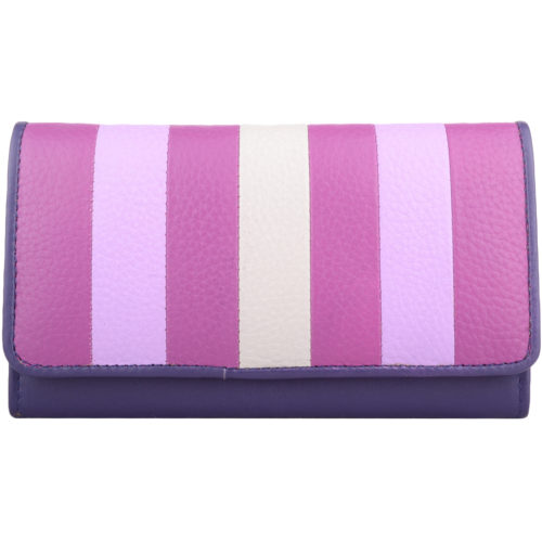 Soft Leather Purse Stripped Design - Tracy