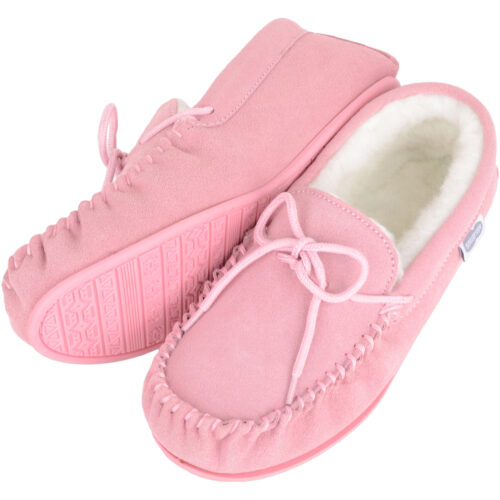 Snugrugs Wool Lined Moccasin with Rubber Sole - Pink