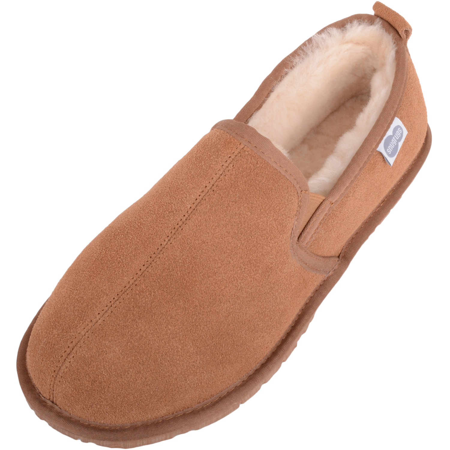 Tan Mens Suede Leather Slipper With Double Golden Buckle