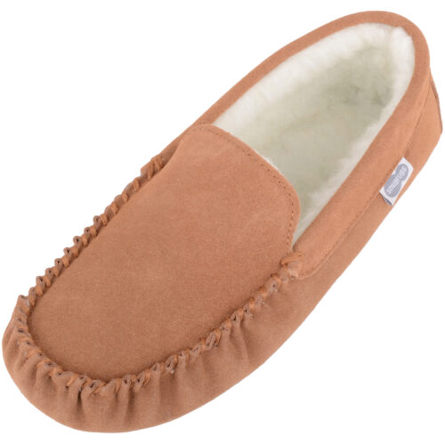 Wool Lined Suede Moccasin with Suede Sole - Ronnie