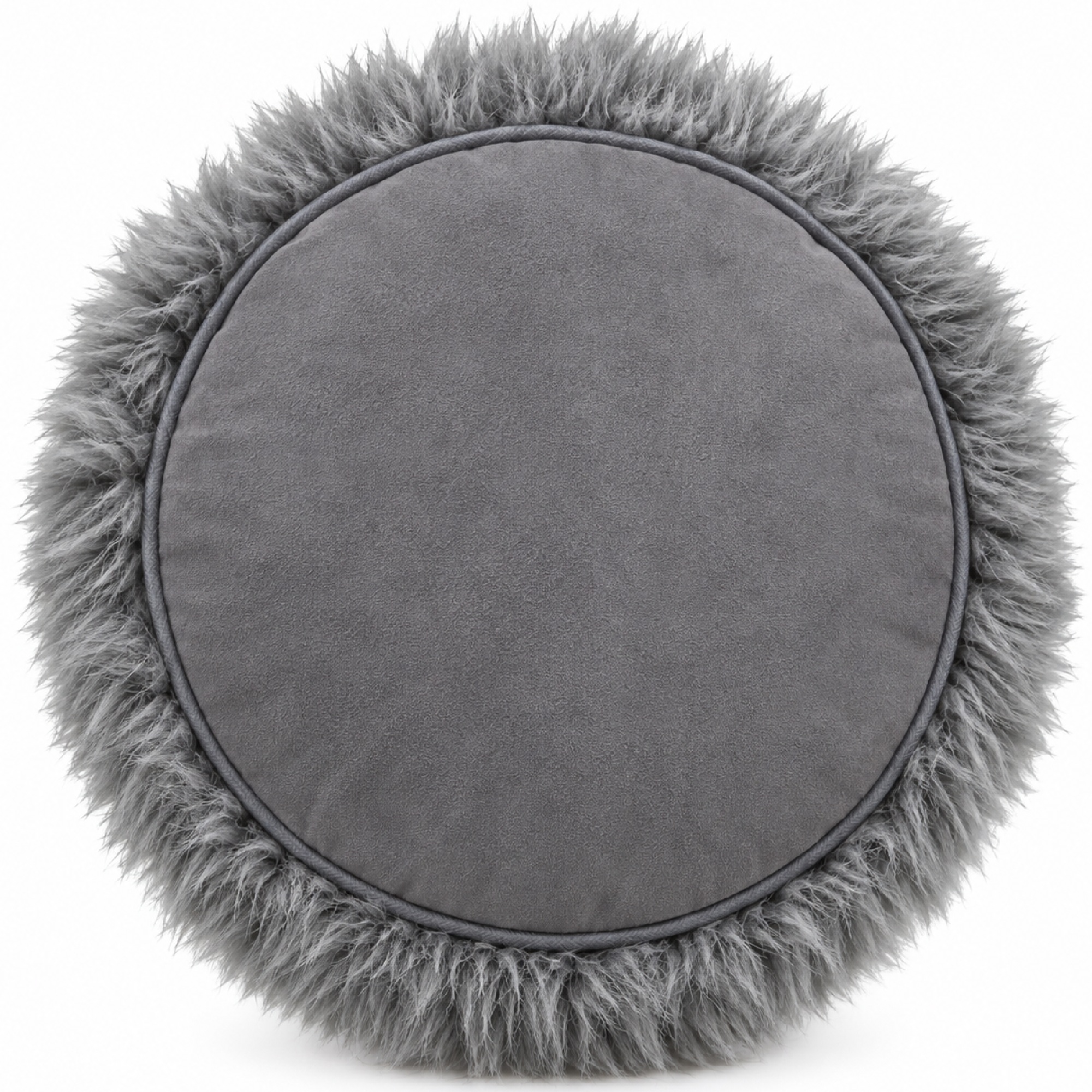 Seat Pad Long Wool Round Grey