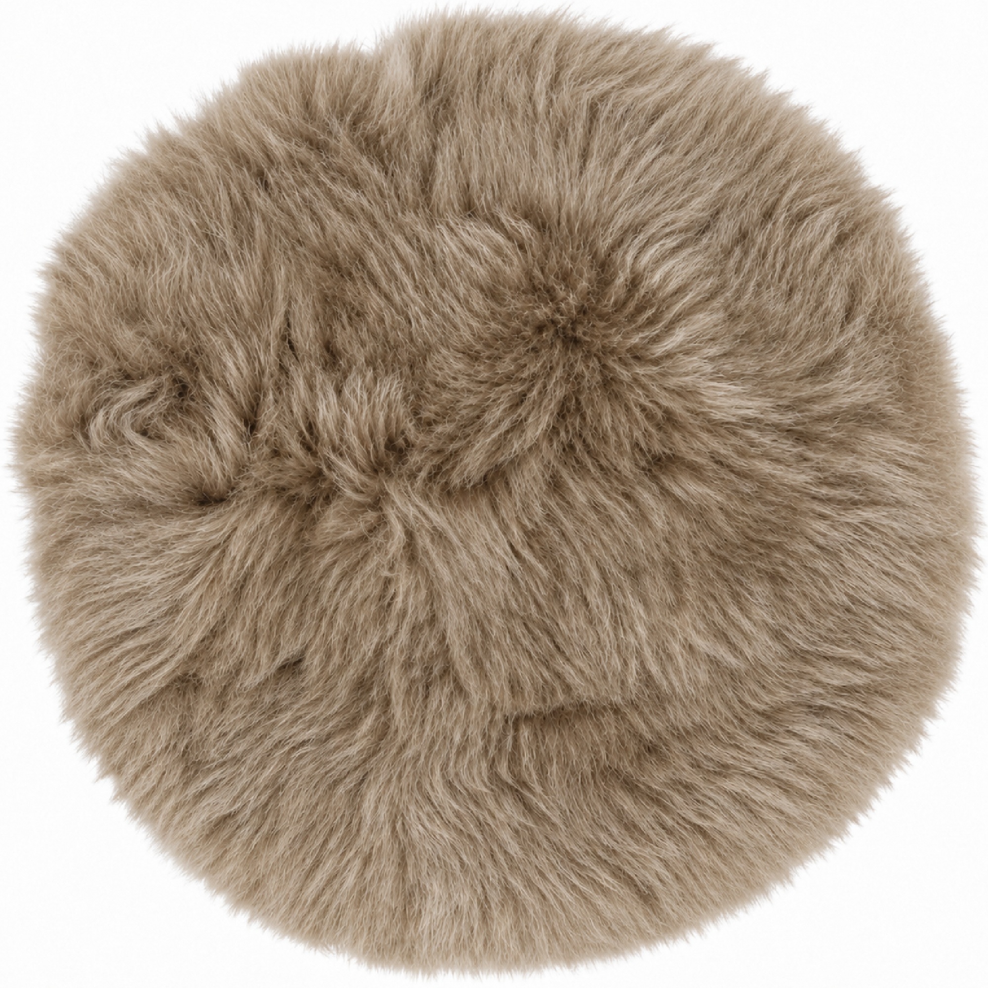 Seat Pad Long Wool Round Taupe